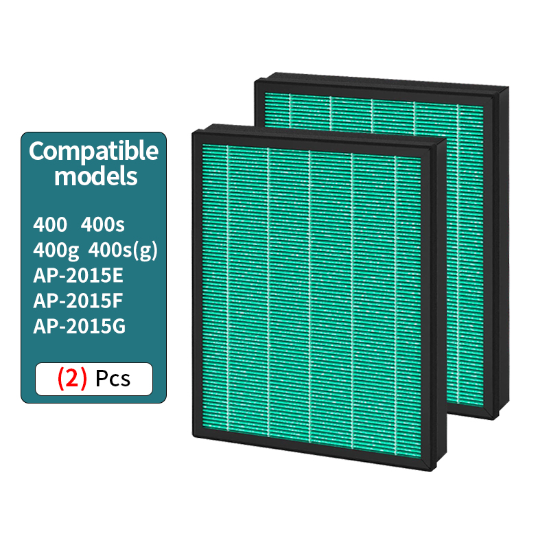 Coway Air Purifier Airmega 400 - Coway airmegaと互換性のある交換用フィルター,空気清浄機,最大2 true hepa,アクティブカーボンフィルター,AP-2015-FP, 400, 400s,2パック